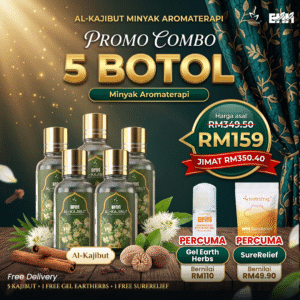 Minyak Aromaterapi Al-Kajibut - 5 Botol Free Gel Earthherbs & Surerelief